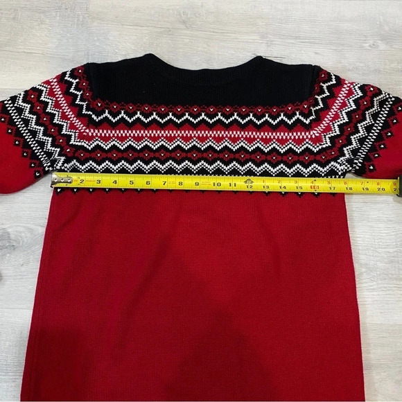 Eddie Bauer Vintage S Boat Neck Fairisle Red/Black Sweater 100% Baumwolle - Picture 9 of 14